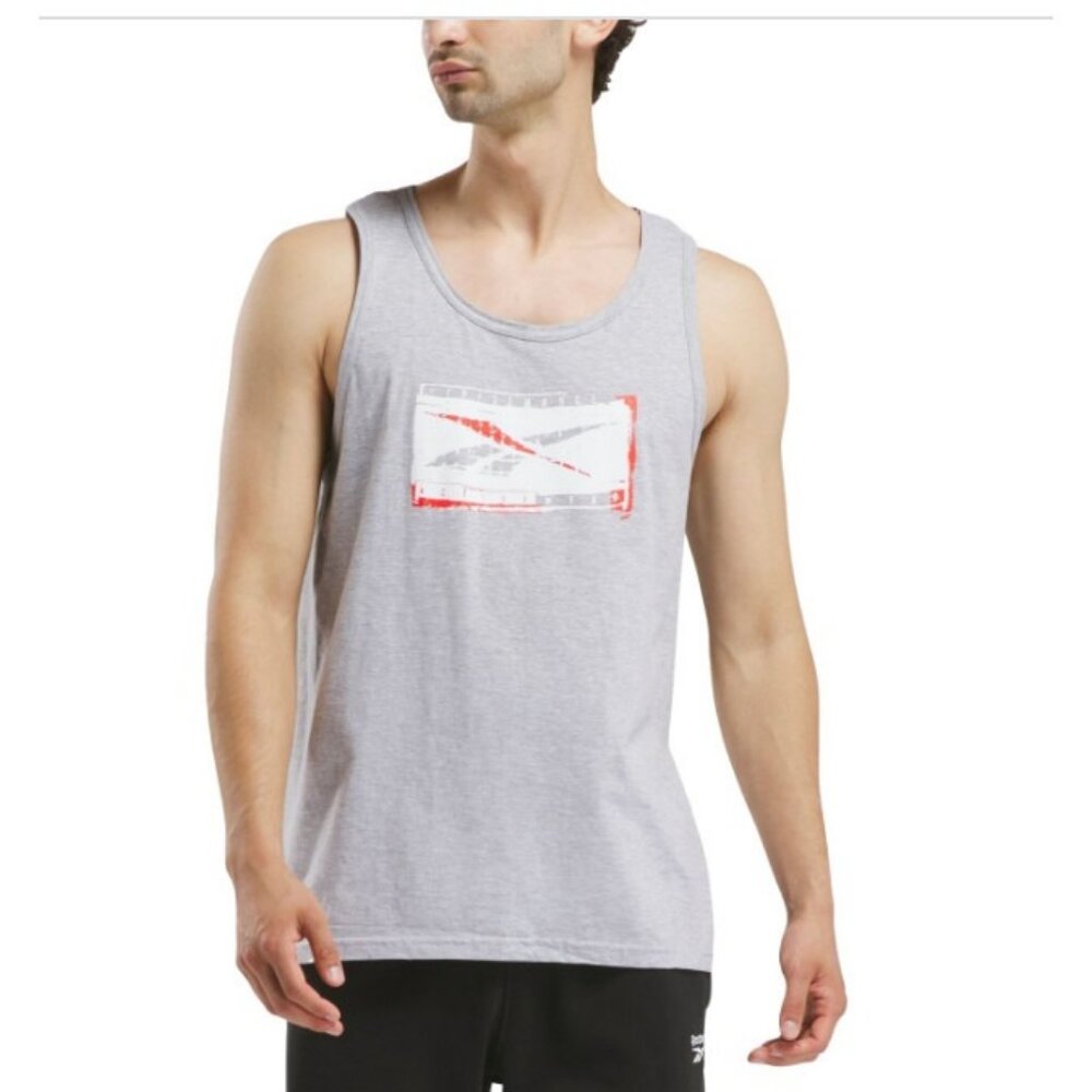 Reebok Men's Graphic Tank Top - Heather Grey Size L